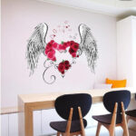 3D diy creative  love rose feather colorful feather wall  love wings wall stickers