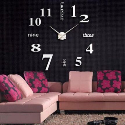 Wall Clock Sticker Acrylic Silent Digital Big 3D DIY Self adhesive ZH015