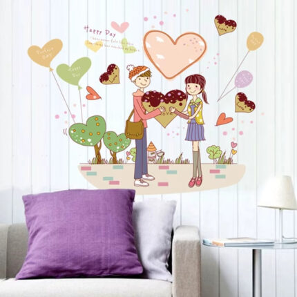 They started dating couples marriage room wall stickers love stickers love flowers wedding blessing
