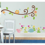 Cute Owlets On Floral Tree Wall Stickers For Kindergarten Kids Room Home Decoration Diy Cartoon Owls Animal Mural Art Pvc Decal size 50x70 zy1004 - Image 2
