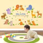 Cartoon Baby Animals Wall Sticker SK-9104 Colorful Animals Wall Paper Wall Art Decor For Kids Room PVC Removeable – Online Shopping Pakistan, Nail Art in Pakistan, Wall Stickers - Image 6