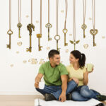 The Keys Of Love Wall Sticker SK-9115 Hanging Wall Paper PVC Removeable Wall Decor Wall Stickers - Image 3