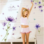 SK9035 WALL STIKER PURPLE FLOWER KISS ME - Image 4
