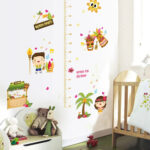 BEST OF BEST Beach Party Height Measurement Wall Sticker Home Decal Removable PVC Murals Wallpaper Girls Boys Kids Baby Nursery Bedroom Living Room Bathroom Kitchen Window Playroom Decor size 60x90  hm92004 - Image 3