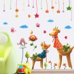 Sticker mural rêve couple cerf classe maternelle dessin animé canapé fond mur chambre des enfants size 50x70 xls7191 - Image 2