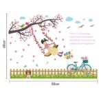 Swing Girl Baseboard Flowers Tree Birds Butterflies Wall Decal Home Sticker PVC Murals Paper House Decoration Wallpaper Living Room Bedroom Art Picture for Kids Teen Senior Adult Baby size 50x70 sk7051 - Image 5