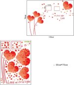 BIBITIME at First Sight Love Valentines Day Photo Frame Wall Stickers Couple Lovers Bedroom Heart Flower Picture Frame Vinyl Decal for Living Room size 50x70 ay7176e - Image 6