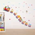 YUANCHENG Cartoon animal train wall stickers for kids rooms decoration art decals size 50x70 sk7064 - Image 3