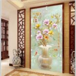 Kitchen Wall Decor Safe and Wealthy Vase Jade Carved for Living Room Bedrooms Tv Background 3D Wall Art Decoration Modern Design GS9666 Size: 60X90cm - Image 3