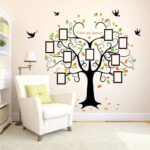 Family Tree Wall Decal - 9 Large Photo Picture Sticker Frames - Peel and Stick Wall Decal – Tree Branches Decoration |Multiple Colors| Large