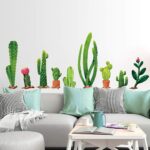 Xh9312 Green Cactus Potted Plant Wall Decal, Nature Tropical Leaf Wall Sticker for Kids, DILIBRA Removable DIY Art Murals Wall Decor for Bedroom Living Room Nursery Bathroom Home Decoration - Image 4