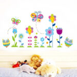 Cartoon Owls Butterflies and Flowers Wall Decals, Children's Room Nursery Removable Wall Stickers Murals size 60x90 jm5116 - Image 2