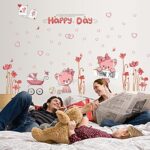 Eva Luvgreen Wallsticker Cat/ Cat Happy Day Pink Size L Wall Sticker/ Wall Sticker/ Wallpaper Sticker/ Wall Paper Sticker/ Wall Sticker/ Wall Sticker/ Bedroom Wall Sticker/ Living Room Wall Sticker size 50x70 xls7097