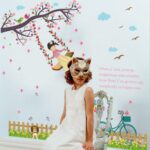 Butterfly Flowers Trees Cartoon Animals Wall Stickers - Image 6
