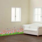 BIBITIME Green Grass Colorful Flower Border Vinyl Decals Living Room Bedroom Children's Room size 50x70 xh7216 - Image 2