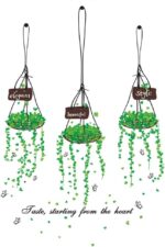 BEST OF BEST Elegant Green Plants Basket Wall Sticker Xh5176 - Image 2