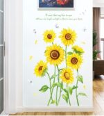 Sunflower Wall Stickers Butterfly Decals Removable Yellow Flower Butterflies Wallpaper Decor DIY Art Mural for Kids Room Bedroom Nursery Home Decoration - Image 3
