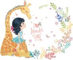 Sk7101 Girl Giraffe Flowers Warm and Beautiful Painting Children's Room Kids Room Wall Decoration Bedroom Self-Adhesive Wall Stickers - Image 4