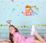 BEST OF BEST Cartoon Lollipop Girl Monkey Wall Sticker Home Decal Removable PVC Murals Wallpaper Girls Boys Kids Baby Nursery Bedroom Living Room Bathroom Kitchen Window Playroom Decor - Image 2