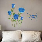 Sk6008 Blue Rose Flower Wall Stickers with Phnom Penh, Vinyl Waterproof Flower Wall Decals for Living Room, Bedroom, Office - Image 2