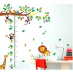 TOYMYTOY Height Measuring Tree Wall Sticker Removable Animal Growth Chart Han0ding Ruler Wall Decal Kids Nursery Wall Sticker  size 60x90 nc037