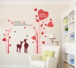 Asmi Collection Wall Stickers Pink Tree with Pretty Heart and Deer size 6x90  AY883 - Image 3