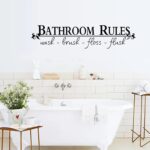 Bathroom Rules Wall Sticker, Minimalism Art Decals for Bathroom Door Home Decorations,PVC Mural Background Removable Stickers size 40x45 dz006