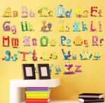 Hinleise Wall Stickers English Alphabet Letters Stickers Cute Cartoon Art Mural Decal for Kids Bedroom Nursery Classroom Early Education Removable Wall Decoration 45 60Cm - Image 3