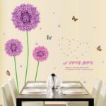Purple Dandelion Colorful Butterflies Wall Decal Home Sticker Am 9022 - Image 3