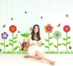 BIBITIME Grassland Flower Cartoon Animal Decal The Stump House Ants Bees Butterflies Snails Ladybugs Wall Sticker for Nursery Kids Room Bedroom size 50x70 xy8098 - Image 4