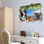 Sk7150 Chinese Sticker Cute Cartoon Animal 3D Wall Stickers for Boys and Girls Bedroom, Creative Cat, Dog and Hamster Background Wall Decoration, Self-Adhesive Mural Stickers - Image 3