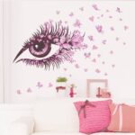 Zy066 BIBITIME Beautiful Butterflies Wall Art Long Eyelashes Eye Vinyl Sticker for Bedroom Heart Decor Couple Lovers Living Room - Image 3