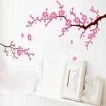 Paper Self Adhesive Home Wall Art Decor SALE Pink Flower Branches Wall Sticker JM7119 Floral PVC Removeable Wall Paper Self Adhesive Home Wall Art Decor