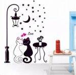 Cat Wall Sticker For Kids Room Lamp and Butterflies Stickers Decor Decals DM570099 - Image 2