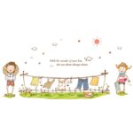 Boy Girl Laundry Rack Pattern DIY Wall Sticker Art Mural Decal Wallpaper Decor size 60x90  ay9151 - Image 3