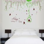 Wall Sticker English Letters Rural Green Leaves Birds Paper Home Decal Removable Wall Vinyl Living Room Bedroom PVC Art Picture Murals DIY Stick for Adults Teens Kids Nursery Baby - Image 4
