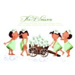 Generic PVC Girls Flower Trolley Pattern Room Wall Sticker Decal Mural size 70x50cm mj7025 - Image 2