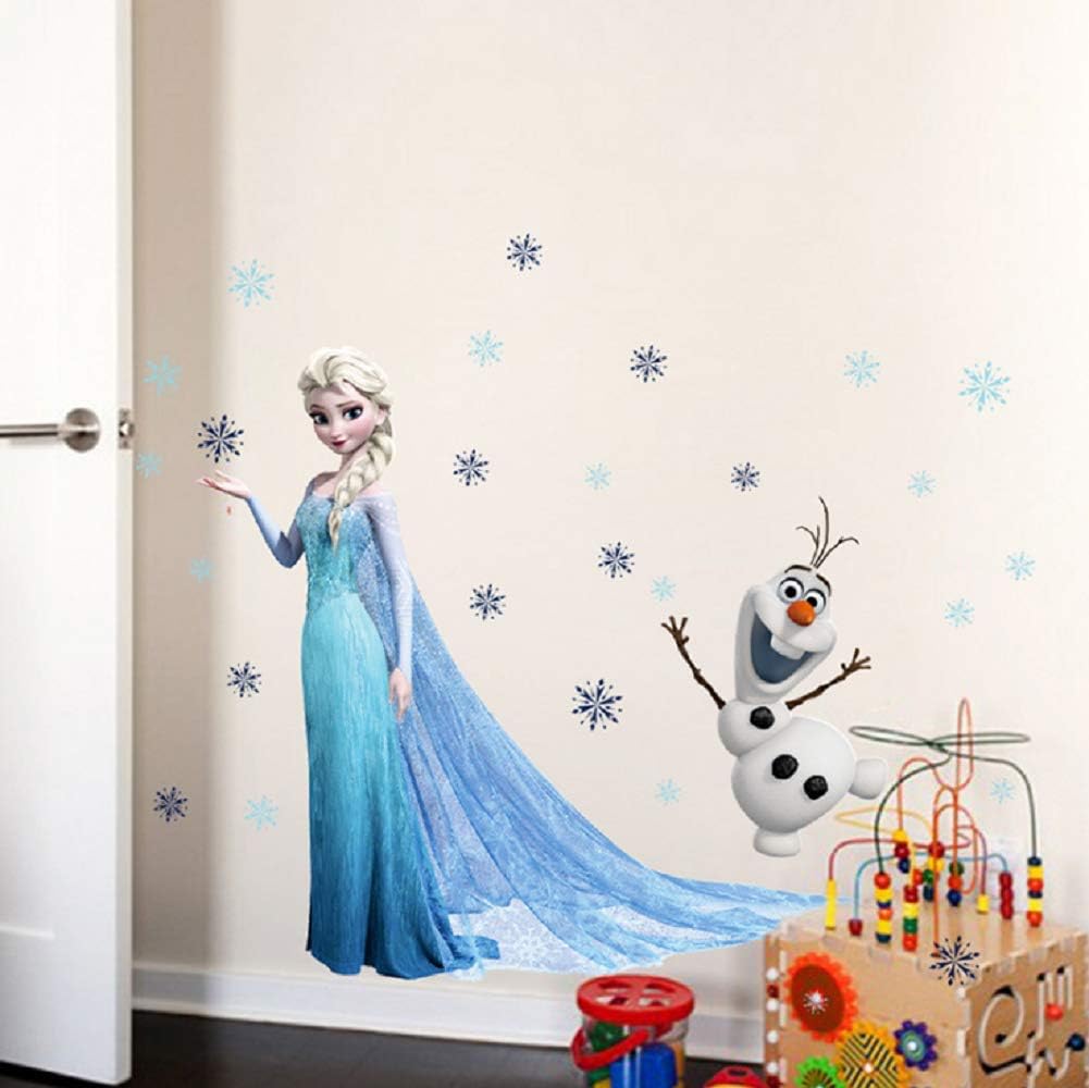 617Nic-yxrL._AC_SL1001_fb7dd397-a166-4bd9-9316-d64e467581f5 NC1366 Frozen Elsa and Olaf 3D Wall Sticker Home Decor for Kids Bedroom Wallpaper - Image 1