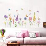 Tree Flowers Leaves Wall Stickers Removable Wall Decals Home Decor PVC Art Mural Baby Boys Girls Kids Bedroom Kitchen Room Decoration Wall Sticker (Wonderful Flowers Birds Butterflies Dragonflies) - Image 3