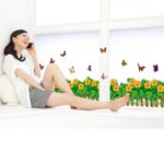 XY8081 fashionbeautybuy Baby Boy's Butterflies Flowers Railing Skirting Line Wall Sticker Paper Home Decal One Size Multi - Image 2