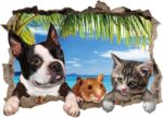 Sk7150 Chinese Sticker Cute Cartoon Animal 3D Wall Stickers for Boys and Girls Bedroom, Creative Cat, Dog and Hamster Background Wall Decoration, Self-Adhesive Mural Stickers - Image 5