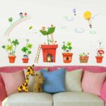 Wall stickers with butterfly, flower, and tree designs, featuring cartoon animals, for home decor,  size 50x70 xh7232 - Image 4