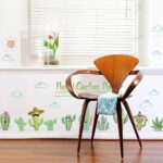 Tree Leaves Flowers Birds Wall Stickers Removable Wallpaper Home Decor PVC Art Mural Baby Boys Girls Kids Bedroom Room Window Decal (Hello Cactus Flower) - Image 4