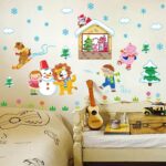 Winter Snow Animals Skiing Children Snowman Wall Stickers Kids Room Bedroom Kindergarten Removable Kids Playing Game Stickers - Image 3