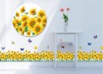 Ay7210 Yellow Gerbera Daisy Flowers Sunflowers with Colorful Butterflies Over Fences Decal for Boys Girls Room Decorations DIY Removable Wall Vinyl Wall Art Stickers by Kamay's - Image 3
