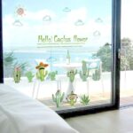 Tree Leaves Flowers Birds Wall Stickers Removable Wallpaper Home Decor PVC Art Mural Baby Boys Girls Kids Bedroom Room Window Decal (Hello Cactus Flower) - Image 3