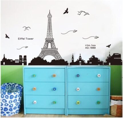 Paris Backdrop Paris Wall Art Eiffel Tower Photo Banner Background European City Landscape Black Tower Kite Building Wall Hanging Decor For Living Room Bedroom Decoration,27.55X72.8Inch