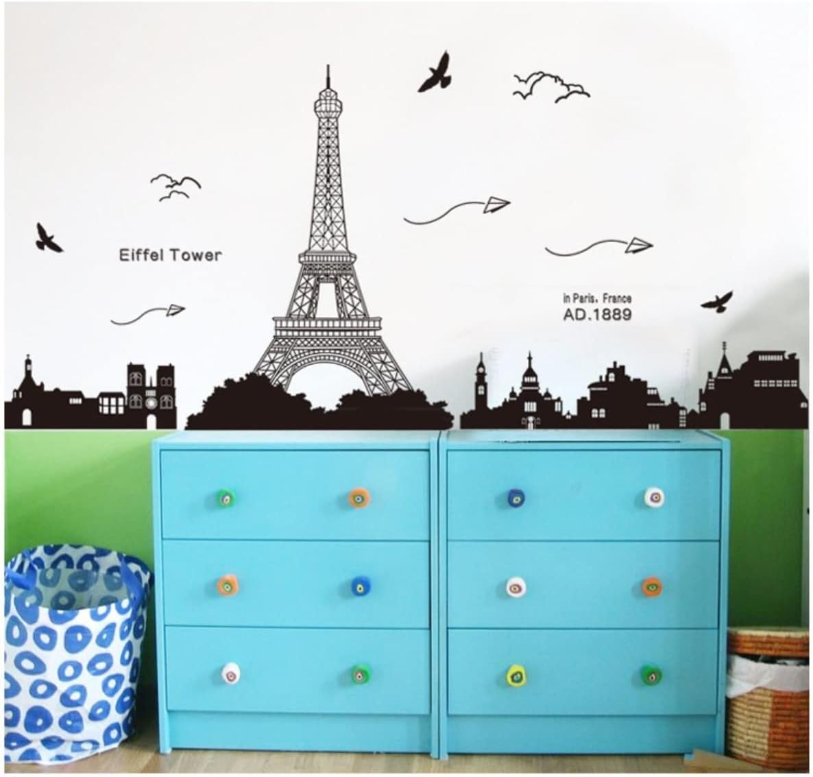 619E0FXNG-L._AC_SL1189 Paris Backdrop Paris Wall Art Eiffel Tower Photo Banner Background European City Landscape Black Tower Kite Building Wall Hanging Decor For Living Room Bedroom Decoration,27.55X72.8Inch - Image 1
