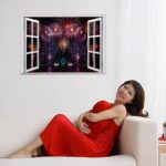 Sk7019 s Wall Stickers Watching Firework Through The Window Wall Decals Living Room Bedroom Wall Poster Mural - Image 3
