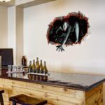 3D Halloween Wall Stickers 1 Sheet Scary Wall-Broken Ghost Halloween Wall Decorations 3D Realistic Hallow Art Murals Ghost Hand Scratching Wall Decals for Bar Bedroom Ceiling Living Room Shop Decor size 50x70 sk6044 - Image 4